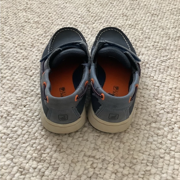 Sperry Topsider Boys Loafers Velcro Dress Shoes Blue Orange White 11.5 - Picture 2 of 6